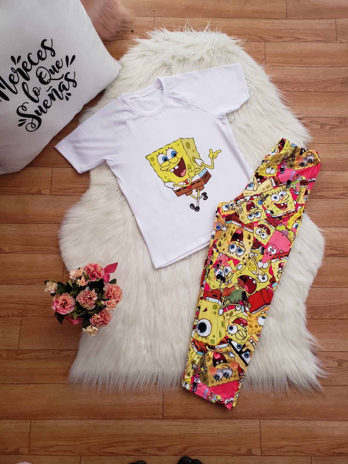 Pijama Infantil Bob Esponja Rosa Pastell