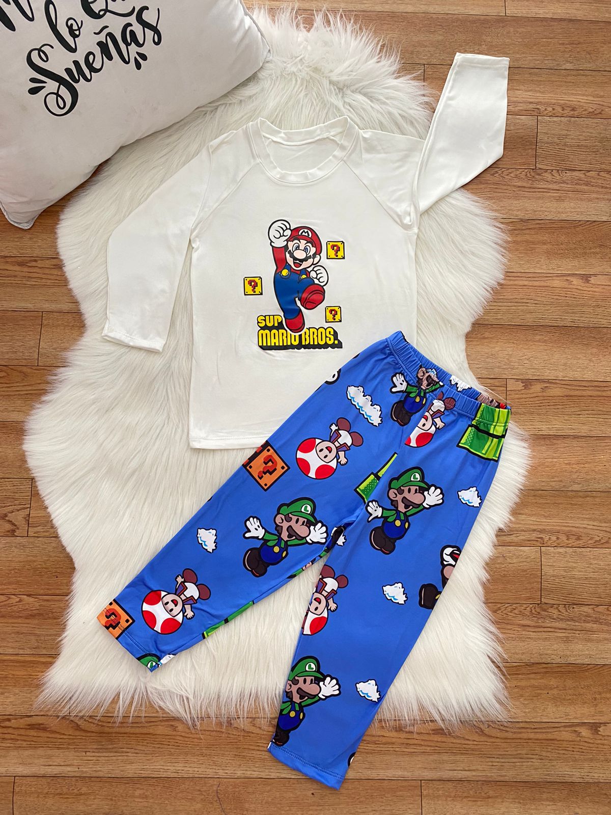 Pijama Infantil Mario Bros Rosa Pastell